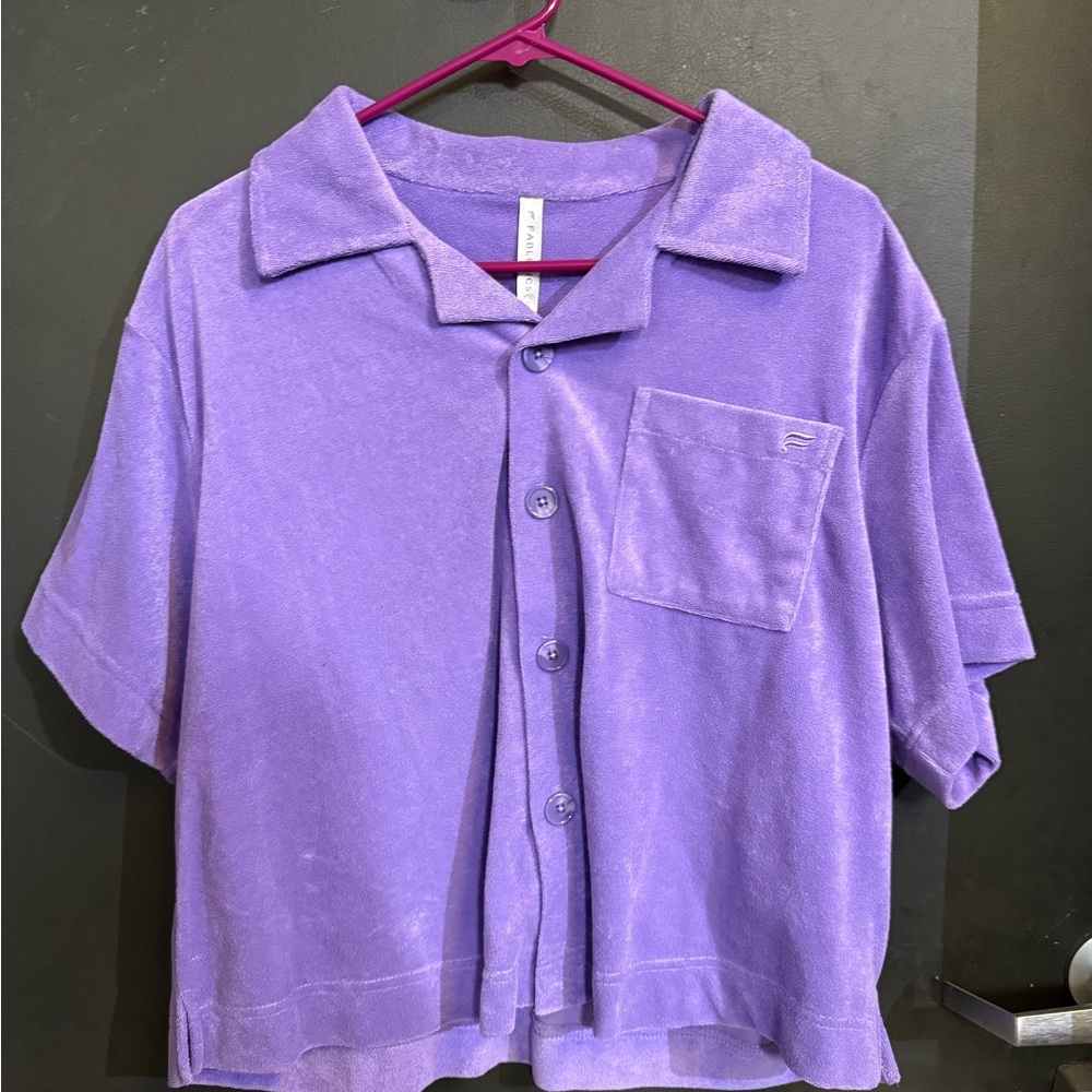 NWT Fabletics Island Terry Boxy Button Up- S